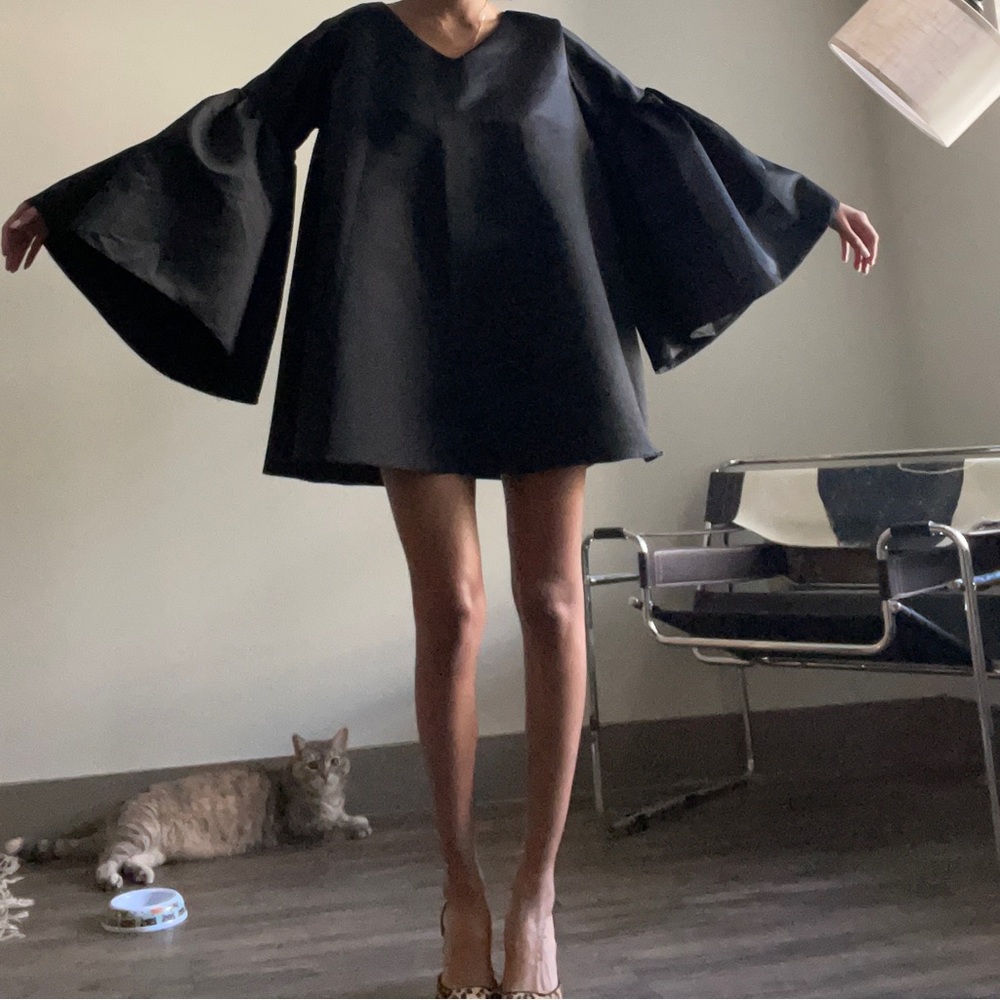 Black dress with puffy sleeves